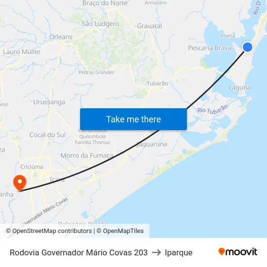 Rodovia Governador Mário Covas 203 to Iparque map