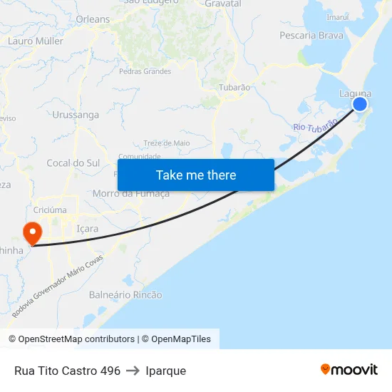 Rua Tito Castro 496 to Iparque map