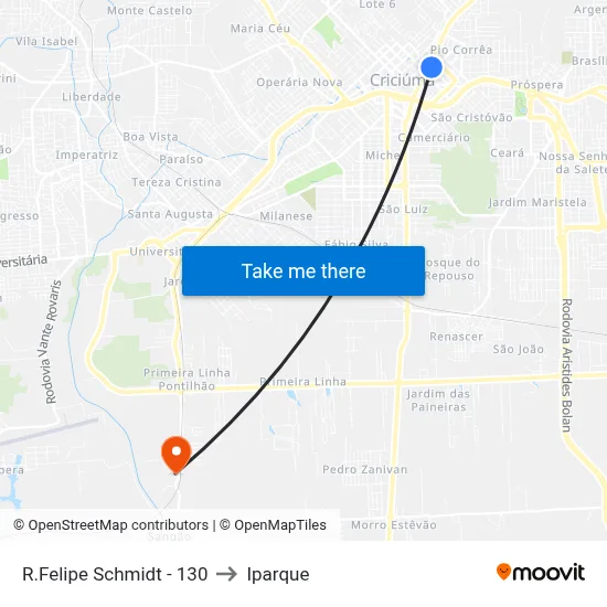 R.Felipe Schmidt - 130 to Iparque map