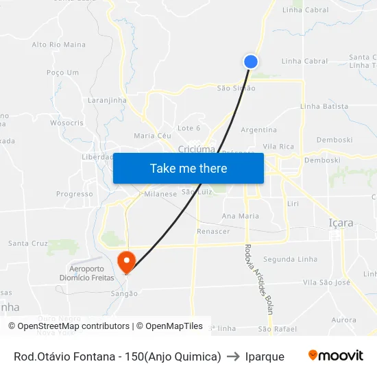 Rod.Otávio Fontana - 150(Anjo Quimica) to Iparque map
