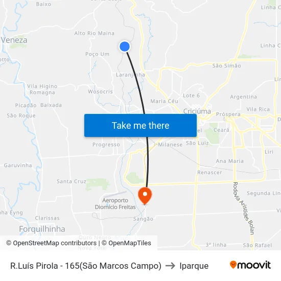 R.Luís Pirola - 165(São Marcos Campo) to Iparque map