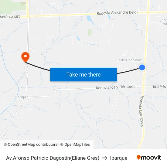 Av.Afonso Patrício Dagostin(Eliane Gres) to Iparque map