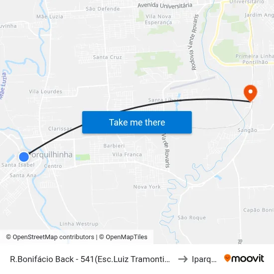 R.Bonifácio Back - 541(Esc.Luiz Tramontim) to Iparque map
