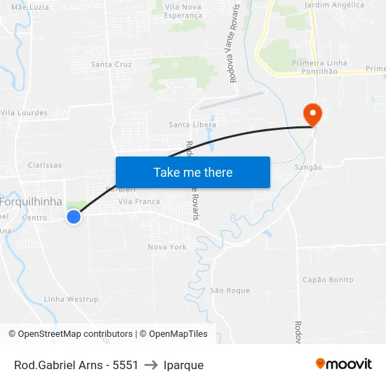 Rod.Gabriel Arns - 5551 to Iparque map