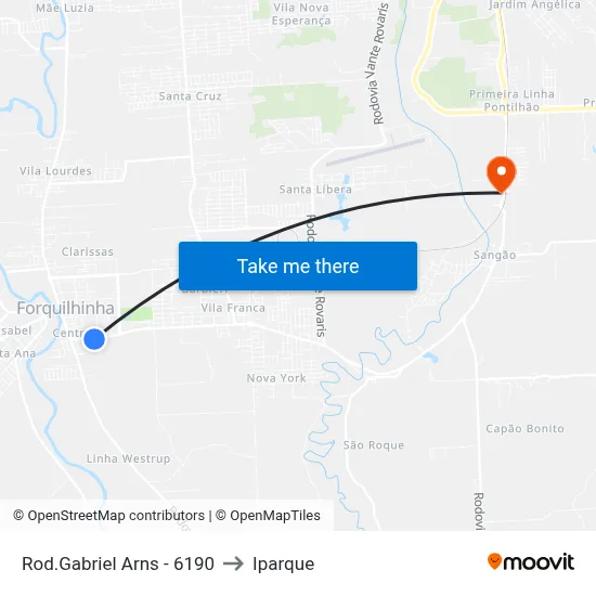Rod.Gabriel Arns - 6190 to Iparque map