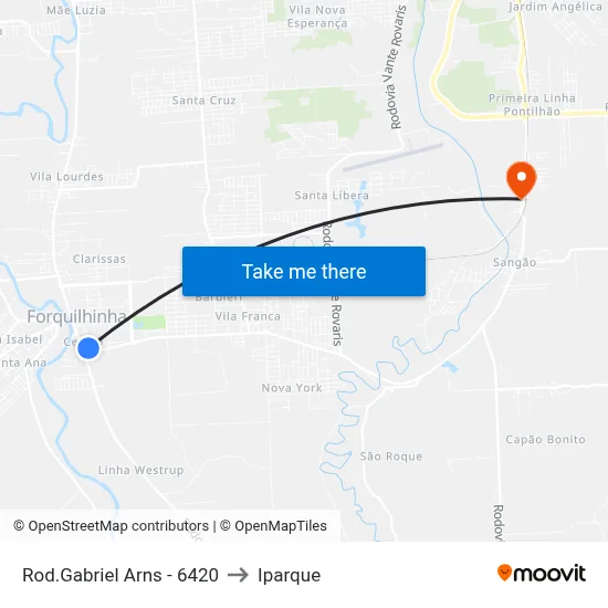 Rod.Gabriel Arns - 6420 to Iparque map