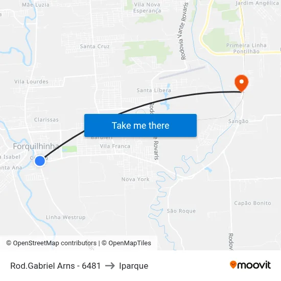 Rod.Gabriel Arns - 6481 to Iparque map