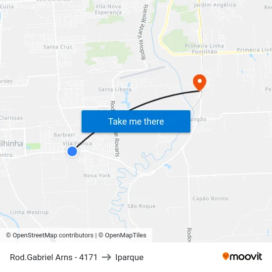 Rod.Gabriel Arns - 4171 to Iparque map