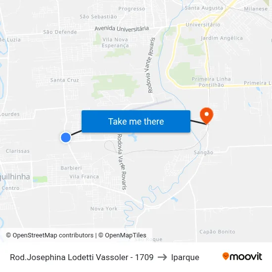 Rod.Josephina Lodetti Vassoler - 1709 to Iparque map