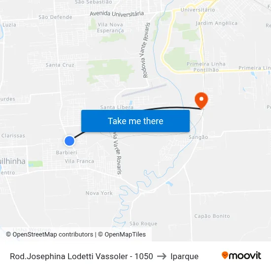 Rod.Josephina Lodetti Vassoler - 1050 to Iparque map