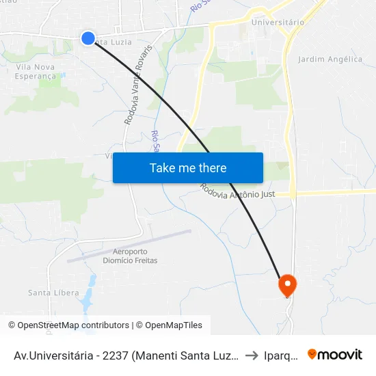 Av.Universitária - 2237 (Manenti Santa Luzia) to Iparque map