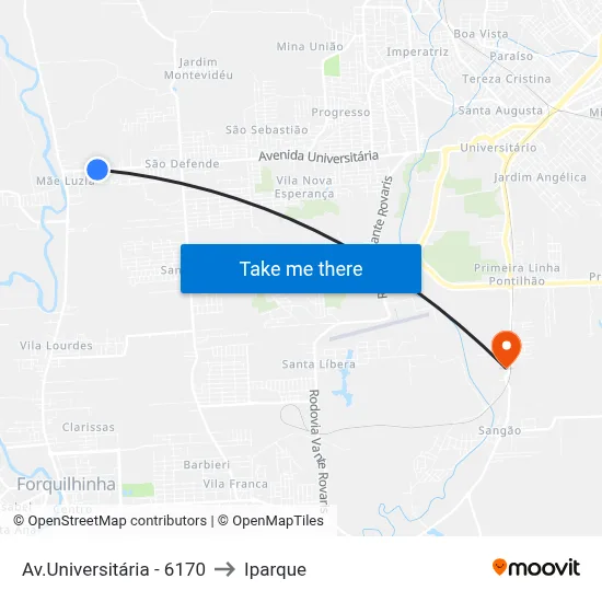 Av.Universitária - 6170 to Iparque map