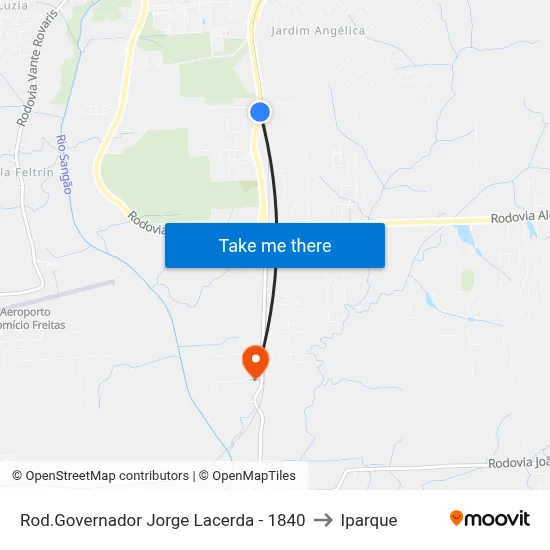 Rod.Governador Jorge Lacerda - 1840 to Iparque map