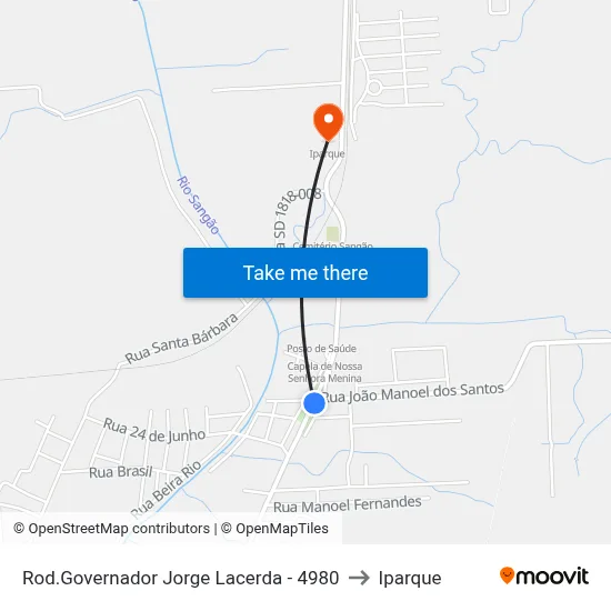 Rod.Governador Jorge Lacerda - 4980 to Iparque map