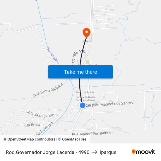 Rod.Governador Jorge Lacerda - 4990 to Iparque map