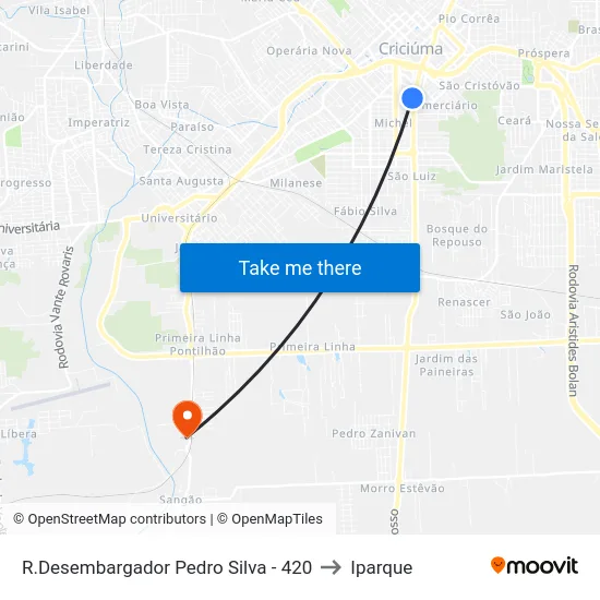 R.Desembargador Pedro Silva - 420 to Iparque map
