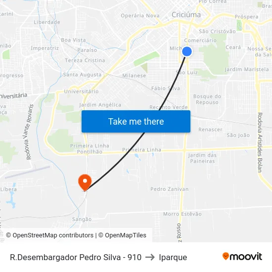 R.Desembargador Pedro Silva - 910 to Iparque map