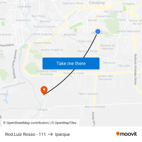 Rod.Luiz Rosso - 111 to Iparque map