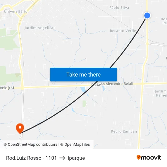 Rod.Luiz Rosso - 1101 to Iparque map