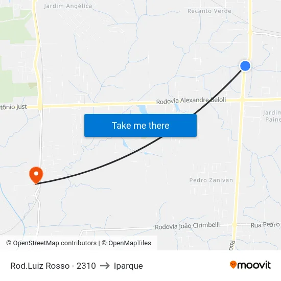 Rod.Luiz Rosso - 2310 to Iparque map