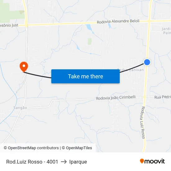 Rod.Luiz Rosso - 4001 to Iparque map