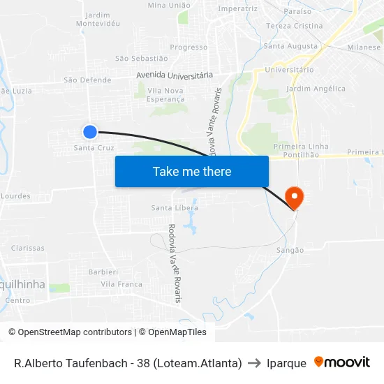 R.Alberto Taufenbach - 38 (Loteam.Atlanta) to Iparque map