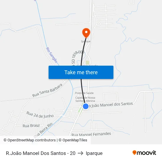 R.João Manoel Dos Santos - 20 to Iparque map