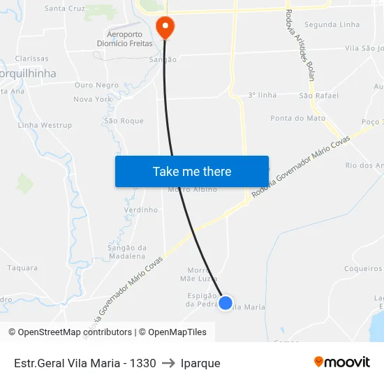 Estr.Geral Vila Maria - 1330 to Iparque map