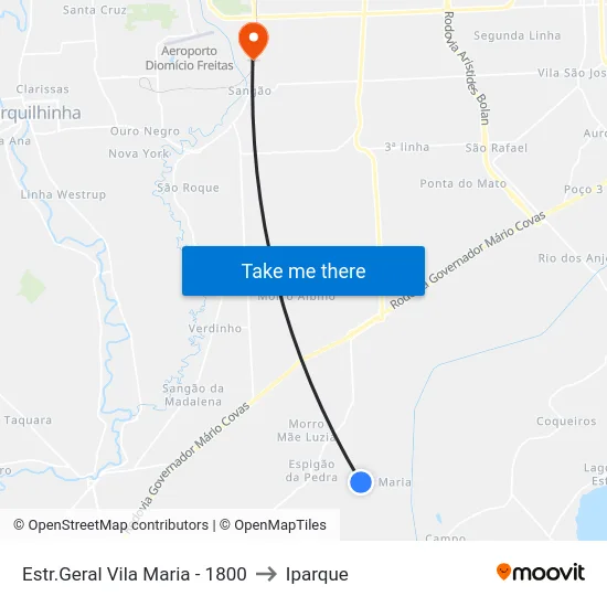Estr.Geral Vila Maria - 1800 to Iparque map