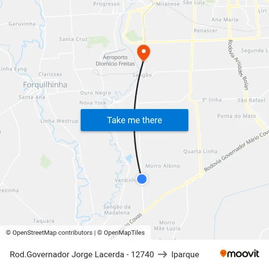 Rod.Governador Jorge Lacerda - 12740 to Iparque map