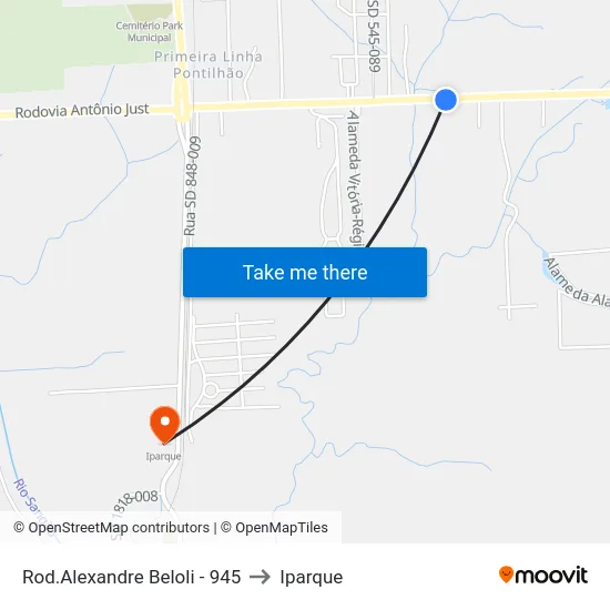 Rod.Alexandre Beloli - 945 to Iparque map