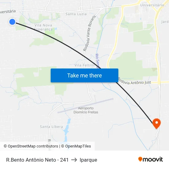 R.Bento Antônio Neto  - 241 to Iparque map