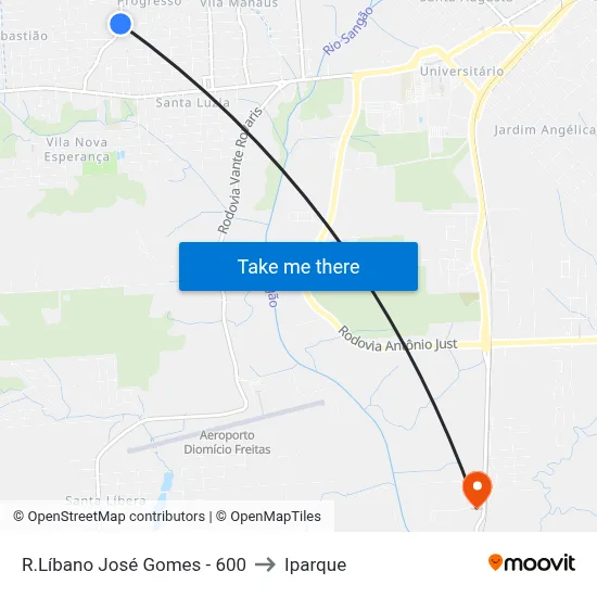 R.Líbano José Gomes - 600 to Iparque map