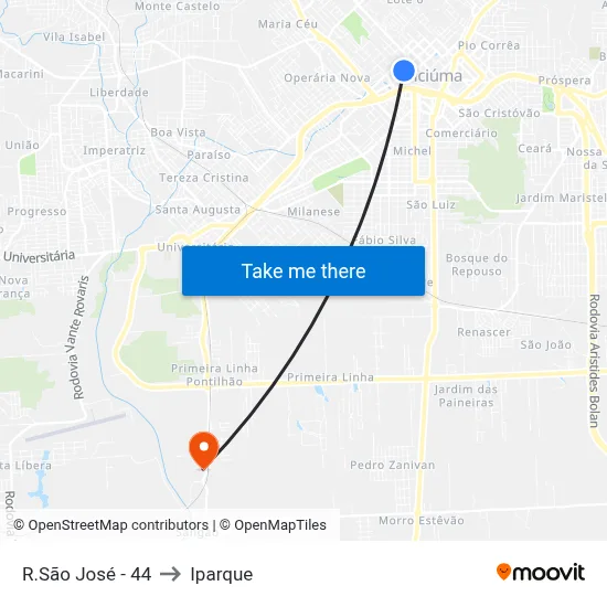 R.São José - 44 to Iparque map