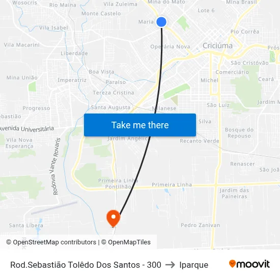 Rod.Sebastião Tolêdo Dos Santos - 300 to Iparque map