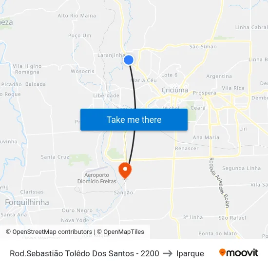 Rod.Sebastião Tolêdo Dos Santos - 2200 to Iparque map