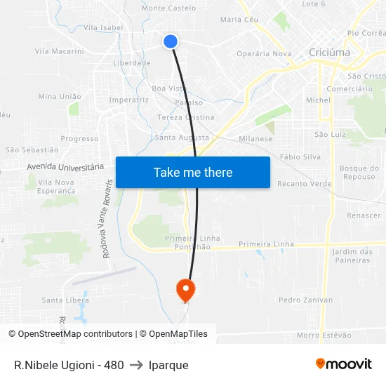 R.Nibele Ugioni - 480 to Iparque map