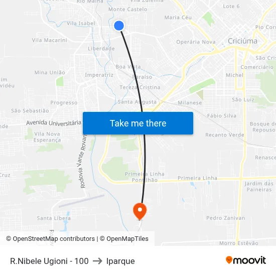 R.Nibele Ugioni - 100 to Iparque map