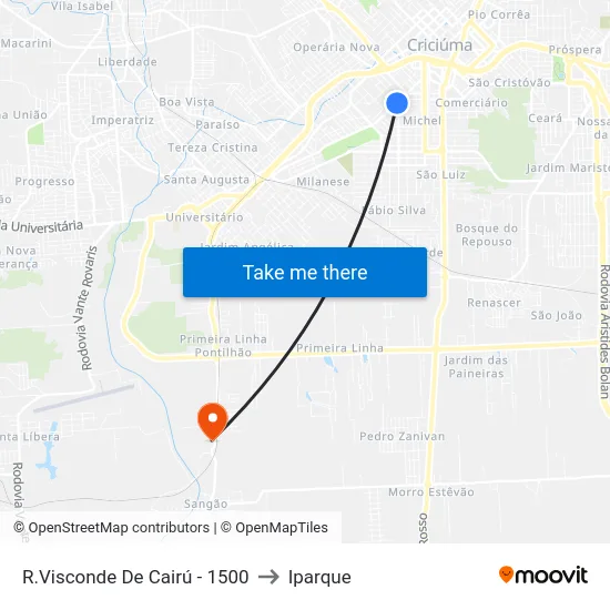 R.Visconde De Cairú - 1500 to Iparque map