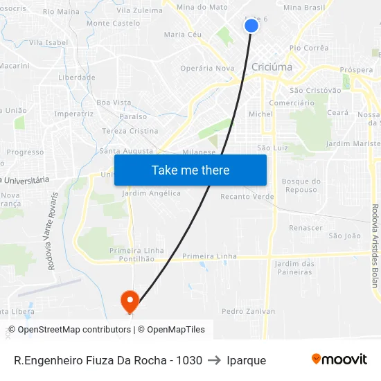 R.Engenheiro Fiuza Da Rocha - 1030 to Iparque map