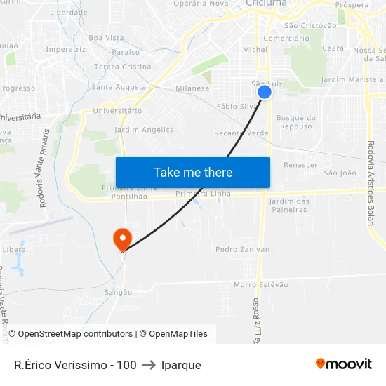 R.Érico Veríssimo - 100 to Iparque map
