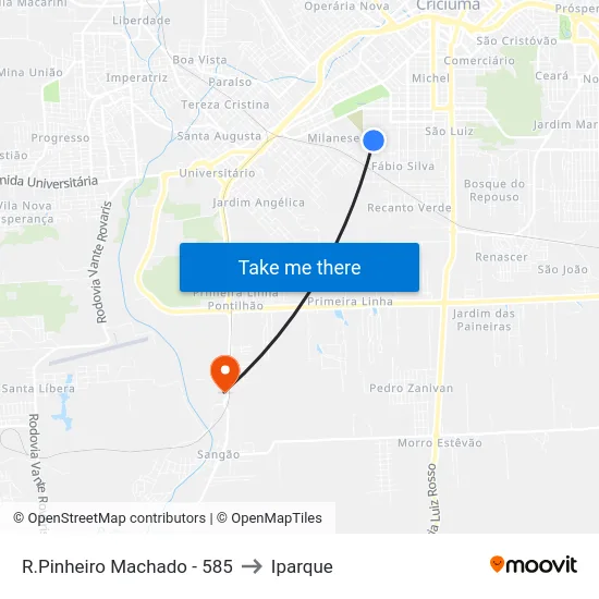 R.Pinheiro Machado - 585 to Iparque map