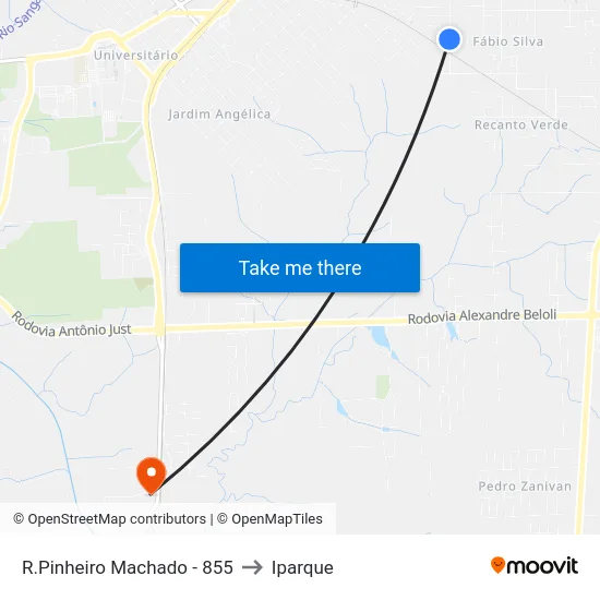 R.Pinheiro Machado - 855 to Iparque map