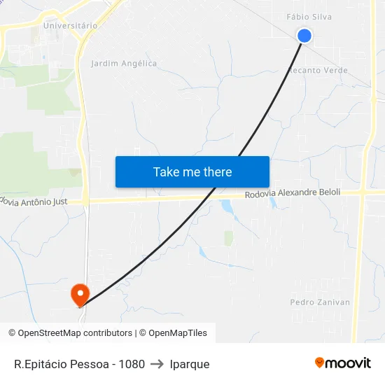 R.Epitácio Pessoa - 1080 to Iparque map