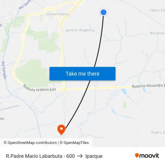 R.Padre Mario Labarbuta - 600 to Iparque map