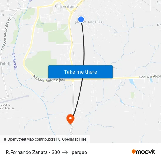 R.Fernando Zanata - 300 to Iparque map