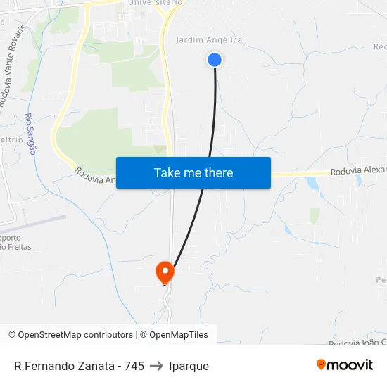 R.Fernando Zanata - 745 to Iparque map