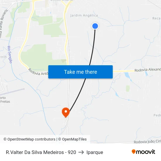 R.Valter Da Silva Medeiros - 920 to Iparque map