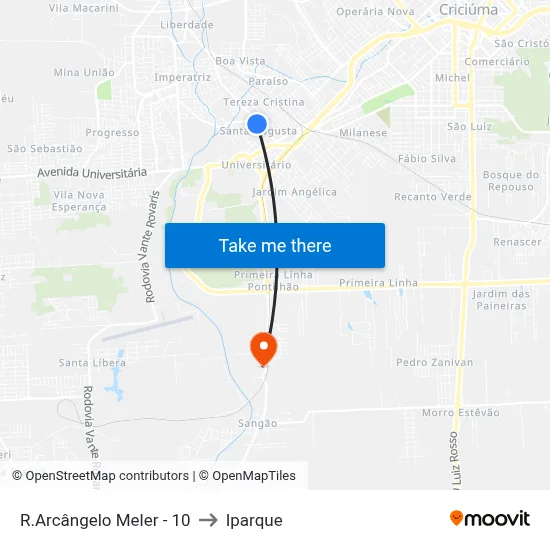 R.Arcângelo Meler - 10 to Iparque map