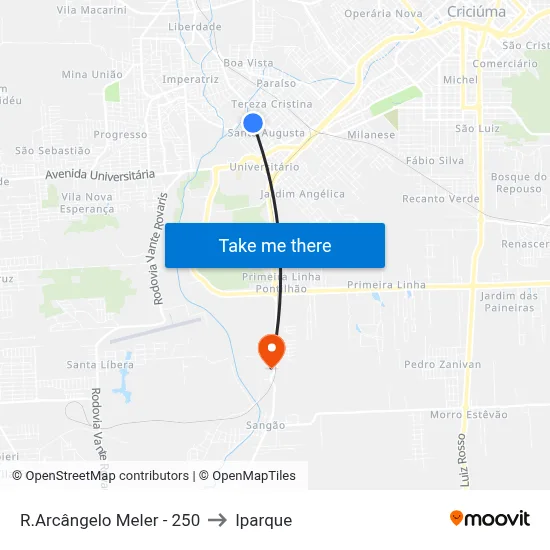 R.Arcângelo Meler - 250 to Iparque map
